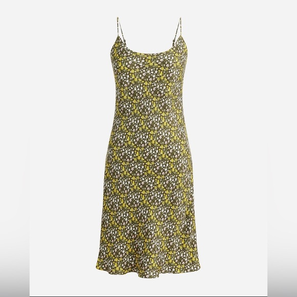 J. Crew Dresses & Skirts - J.Crew Cupro Blend Slip Dress Floral Mini Yellow Black NWT 4 Lightweight Summer